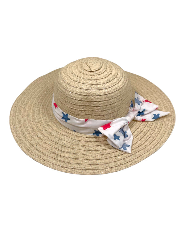 WATERCOLOR STARS BOW PAPER STRAW HAT