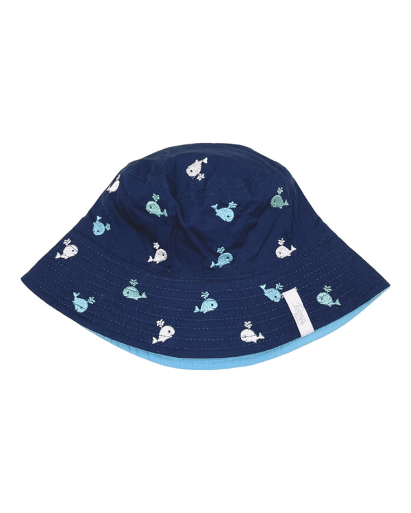 REVERSIBLE WHALE EMBROIDERED BUCKET HAT