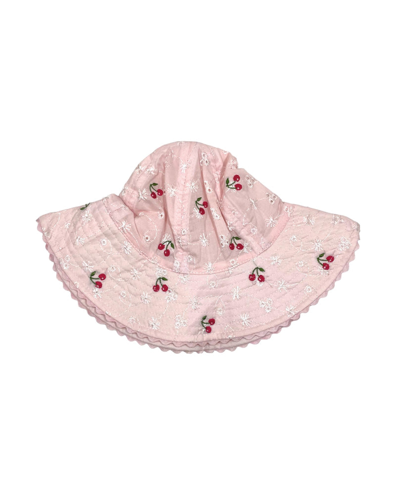 Cherry Embroidered Eyelet Sun Hat