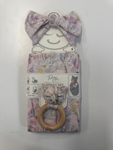 PAINTERLY FLORAL HEADBAND, BLANKET AND RATTLE 3PC SET