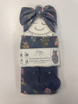 BOTANICAL FLORAL HEADBAND, BLANKET AND SOCKS 3PC SET
