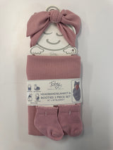 WAFFLE KNIT BLANKET,HEADBAND AND SOCKS 3 PC SET