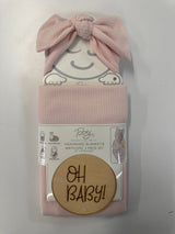 WAFFLE KNIT HEADBAND, BLANKET AND DISK 3PC SET