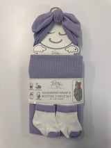 RIB KNIT HEADBAND, BLANKET AND SOCKS 3PC SET