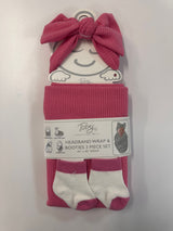 RIB KNIT HEADBAND, BLANKET AND SOCKS 3PC SET