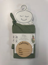 WAFFLE KNIT BLANKET, KNOT HAT AND BIRTH DISC 3PC SET