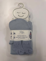 WAFFLE KNIT BLANKET, HAT AND SOCKS 3PC SET
