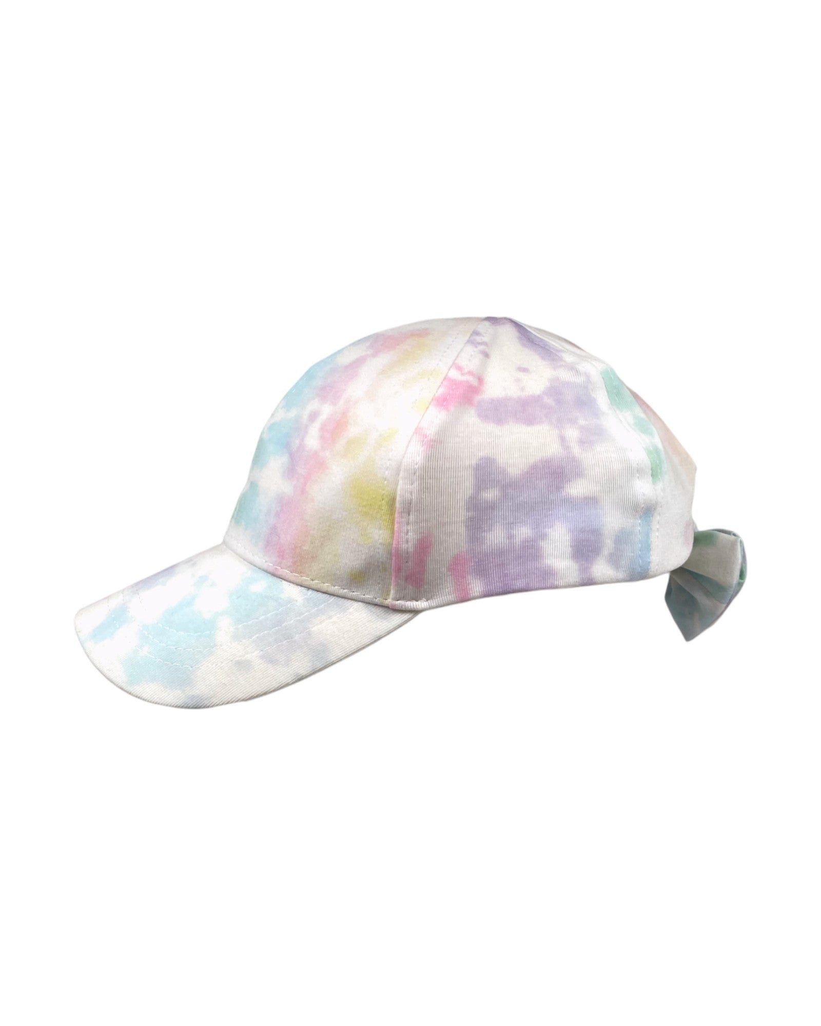 RAINBOW TIE DYE BASEBALL HAT WITH BACK BOW – Toby & Company