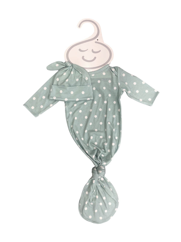 POLKA DOT KNOT HAT AND GOWN 2PC SET