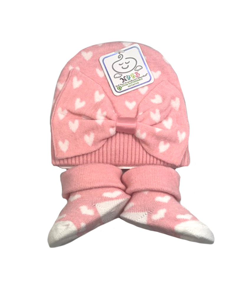 CANDY HEARTS HAT & BOOTIE 2PC SET