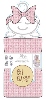 WAFFLE KNIT HEADBAND, BLANKET AND DISK 3PC SET