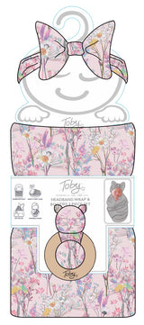 PAINTERLY FLORAL HEADBAND, BLANKET AND RATTLE 3PC SET