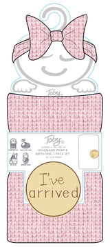 WAFFLE KNIT HEADBAND, BLANKET AND BIRTH DISK 3PC SET