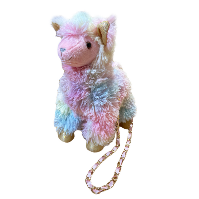 Pink Tie-Dye Faux Fur Llama Bag