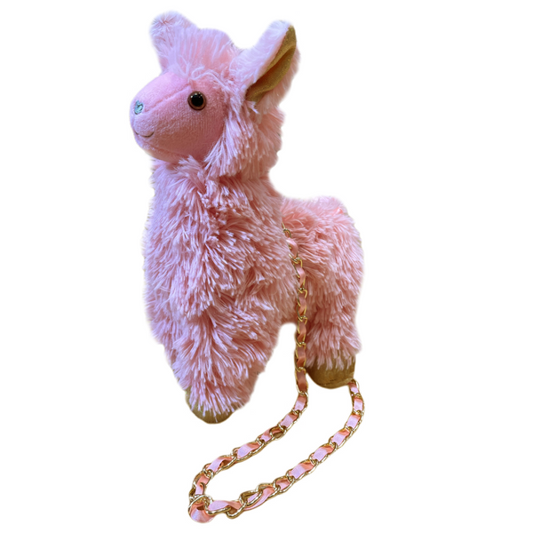 Pink Faux Fur Llama Bag