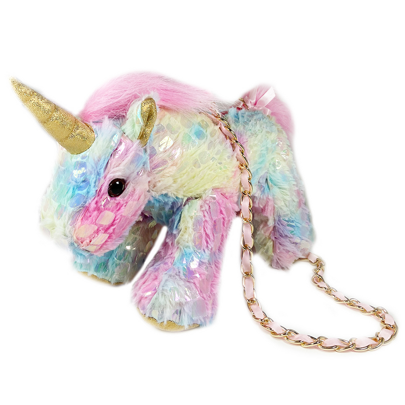 Rainbow Tie-Dye Iridescent Croc Unicorn Bag