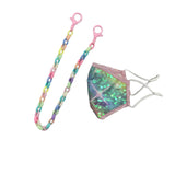 Angel Face Rainbow Sequin & Chain Necklace Mask