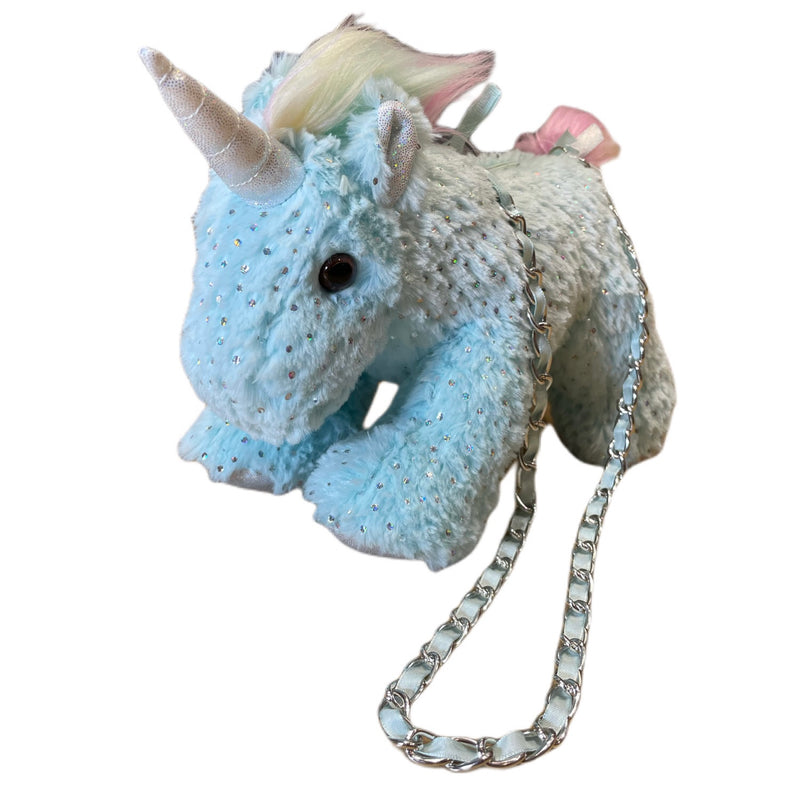 Blue Unicorn Purse Plush Bag Sparkles Rainbow Mane Silver Toby Enterprises  | eBay