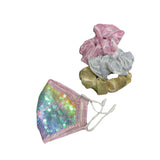Angel Face Rainbow Sequin Mask & Scrunchies