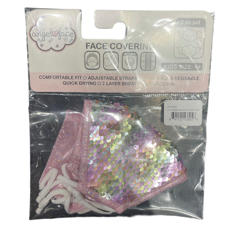 Angel Face Ballet Pink & Rainbow Sequin Mask Set